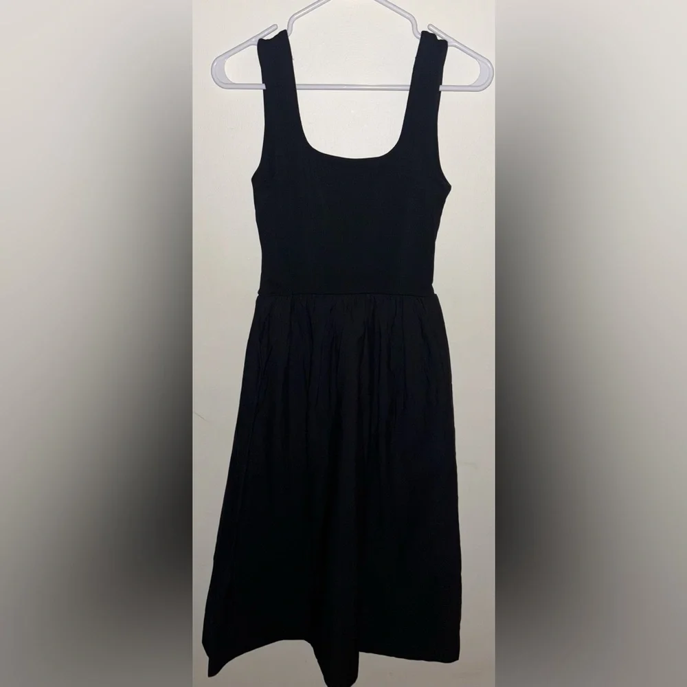 NWT J.Crew Petite Drop Waist Mixy Dress Black Size PXS Midi Dress Preppy Casual